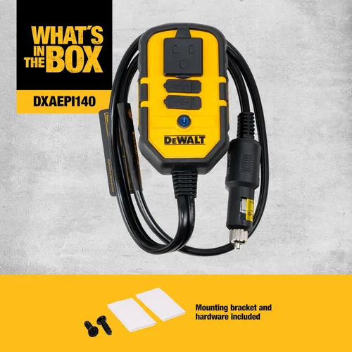 Vista 6 de Inversor de corriente DeWalt DXAEPI140 de 140 W con dos puertos USB: de 12 V de CC a 120 V de CA