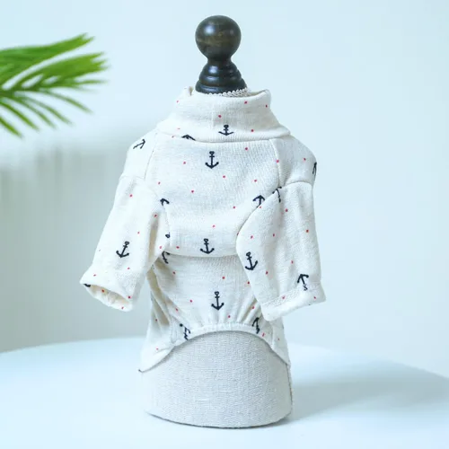 Vista 6 de Sudadera para perro, overoles para mascotas, camisa de cuello alto, suéter suave y transpirable para perro, pijama para otoño e invierno, ropa Beige