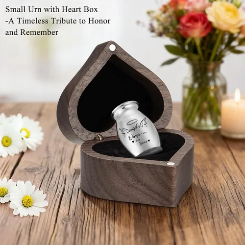 Vista 5 de SOITIS Urna de madera con forma de corazón personalizada, mini urnas para cenizas humanas de 1.2 pulgadas, pequeñas urnas para cenizas humanas