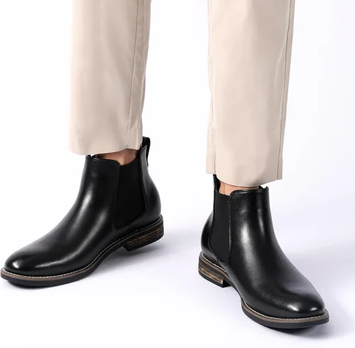 Vista 6 de Bruno Marc - Botines de gamuza de cuero para hombre tipo Chelsea