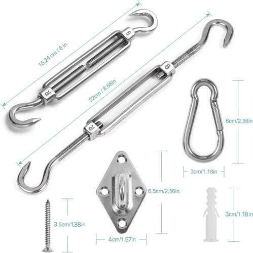 Vista 2 de HOMPER Kit de herrajes para toldo de 6 pulgadas, acero inoxidable 304
