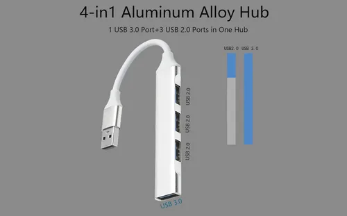Vista 4 de Hub USB 4 puertos, múltiples concentradores USB 3.0, divisor USB para laptop, extensor para un puerto portátil, PC, escritorio y más