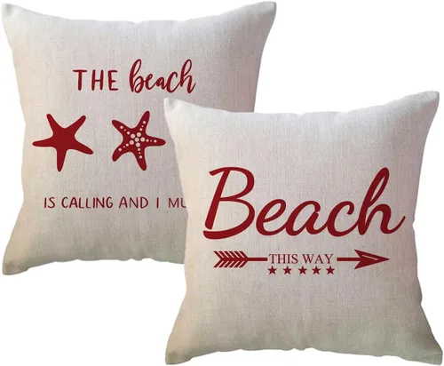 Vista 9 de ULOVE LOVE YOURSELF Juego de 2 fundas de almohada decorativas de playa negra con cita / estrellas de mar y estrellas de mar, fundas de almohada Negro