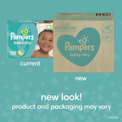 Vista 2 de PAMPERS - Pañales desechables Baby Dry talla 5 por 164 unidades; suministro para un mes que incluye 6 paquetes con tapa de toallitas para bebé por