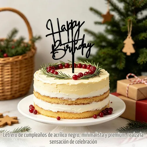Vista 9 de Decoración negra para tartas de cumpleaños, 6 piezas acrílicas para tartas de cumpleaños, decoración de fiesta Negro