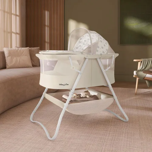 Vista 3 de Dream On Me Karley Moisés, Ganador de Premio Moisés de Viaje Ligero para Bebé, Cuna Plegable de Cabecera, Doble Toldo Ajustable, Diseño Espacioso