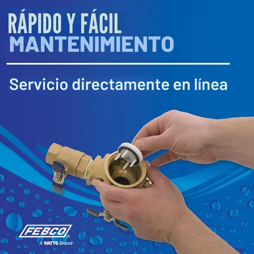 Vista 7 de Febco Serie 765 1" Válvula de Vacío y Presión de Bronce con Prevención de Retorno, Cierre de Cuarto de Vuelta, Conexiones de Unión, Sensor