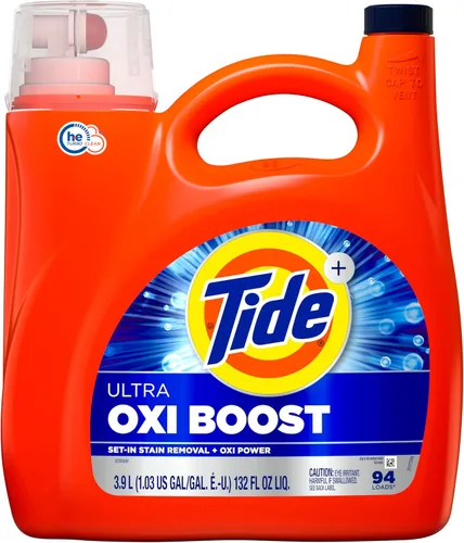 Vista 10 de Tide Ultra Oxi Boost - Detergente líquido para ropa con potencia extra de Oxi, 132 onzas líquidas, 94 cargas, removedor avanzado de manchas