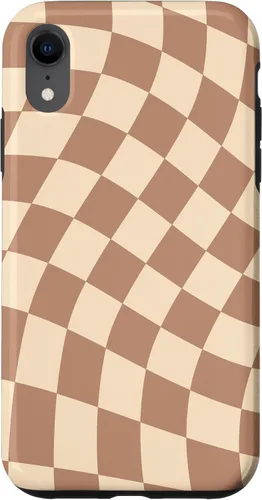 Vista 24 de iPhone 16 Brown Checkered Wavy Checkerboard Pattern Phone Case