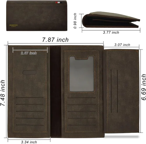 Vista 2 de FuninCrea Billeteras para hombre, de piel sintética, práctica cartera con bolsillo para monedas, cartera multifuncional para tarjetas, dinero