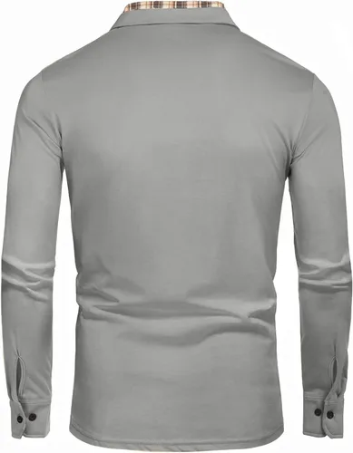 Vista 5 de Polera polo clásica Coofandy de hombre, con manga corta y cuello plisado