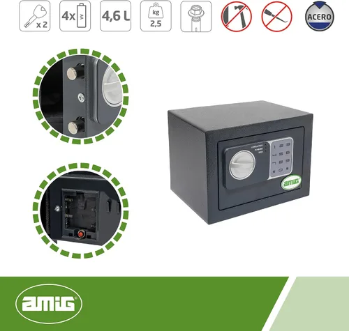 Vista 4 de Amig - Caja fuerte con código - Caja fuerte superpuesta - Acero - Pequeño camuflaje - Ideal para el hogar - Protección del dinero y joyas de valor