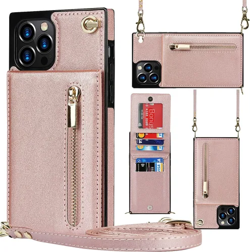 Vista 11 de Funda compatible con iPhone 12 Pro Max de 6.7 pulgadas, bolso de bolsillo, correa de hombro, elegante funda protectora para iPhone 12 Pro Max