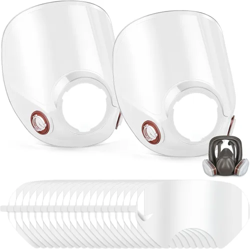 Vista 8 de Tellegloww 1 pieza de piezas de repuesto compatibles con lentes de la serie 6000 de respiradores de cara completa y 10 piezas de cubiertas de lentes
