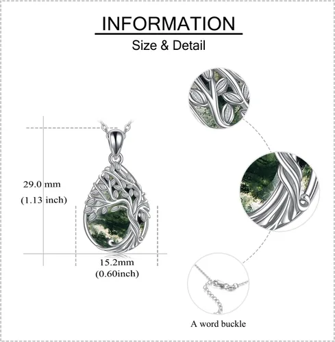 Vista 108 de ONEFINITY Collar de plata de ley 925 con diseño de árbol de la vida con colgante de nudo celta de concha de abulón para mujer