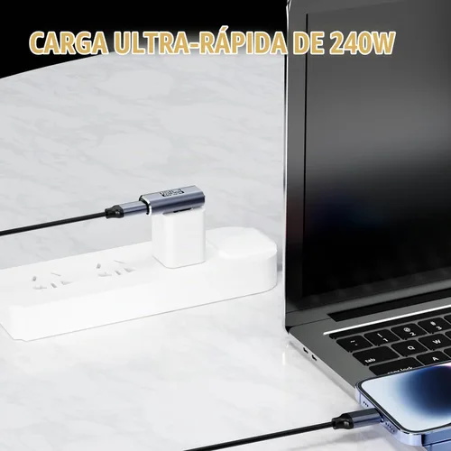 Vista 5 de BERLAT Adaptador USB C de 90 grados, USB C de ángulo recto de 240 W macho a hembra adaptador extensor para Steam Deck, ROG Ally, MacBook, tableta