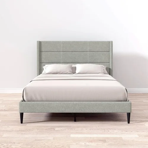 Vista 6 de Glenwillow Home Pax - Base de cama tapizada con plataforma tapizada, respaldo de alas, base de colchón, soporte de listones de madera, no necesita