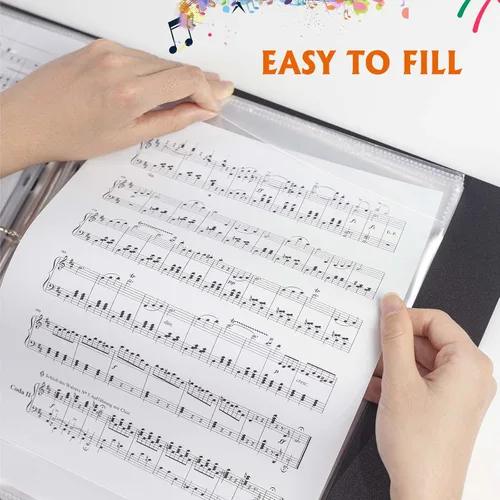 Vista 3 de Carpeta de partituras musicales, carpeta de música tamaño carta, capacidad de 80 páginas, carpeta de coro escribible, apto para papel de 8.5 x 11