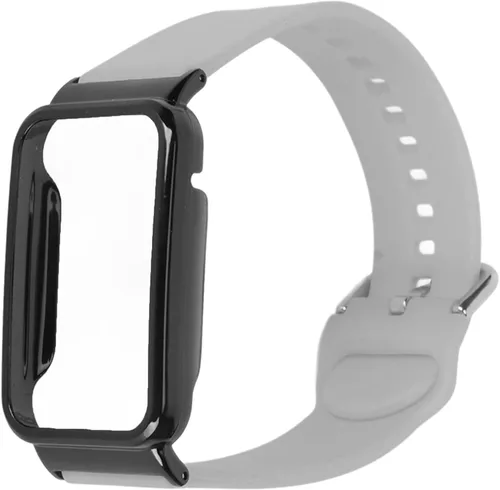 Vista 9 de Correa de reloj de silicona 2 en 1 con funda protectora para Mi Band 7 Pro, ajuste ajustable, material suave y agradable a la piel, fácil