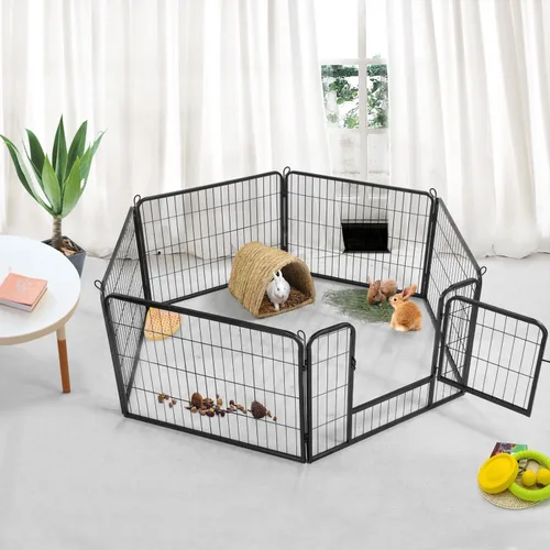 Vista 8 de Yaheetech - Corralito para perros con paneles anchos, 6 paneles de 24 pulgadas de alto con puerta, cerca portátil para interiores y exteriores