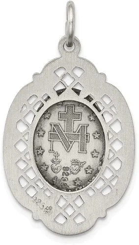 Vista 3 de Colgante de plata de ley 925 con diseño vintage de Virgen María antigua y reza por nosotros medalla milagrosa con dije de María 1299in x 0709in Metal