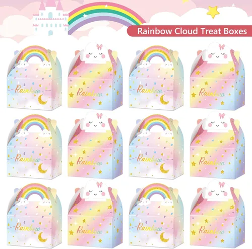 Vista 7 de Leinuosen Cajas de regalo de nube arcoíris – Bonitas cajas de recuerdo de fiesta, golosinas de dulces, cajas de regalo para niñas, niños y niños