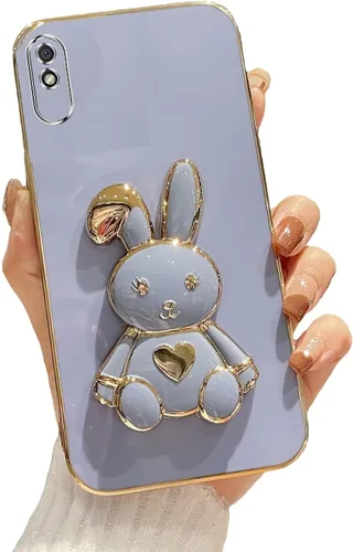 Vista 110 de Funda con soporte de conejo de corazón para Xiaomi Redmi A1, galvanizado suave TPU protector delgado a prueba de golpes con lindo conejito soporte