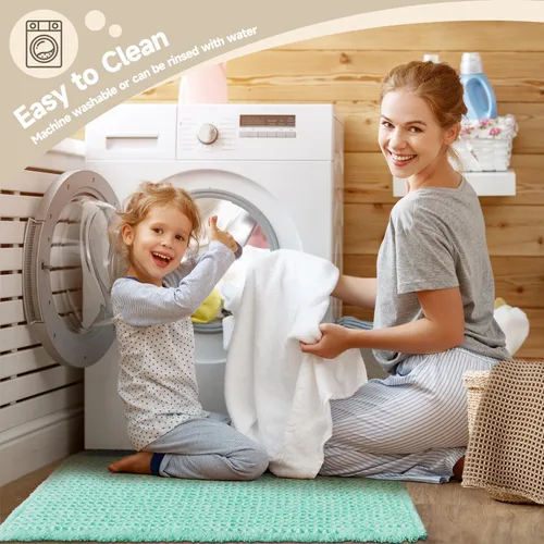 Vista 5 de TYUU Tapete de baño estilo gofre, tapete de baño bohemio, antideslizante, lavable, súper absorbente, de secado rápido, bonito tapete de baño