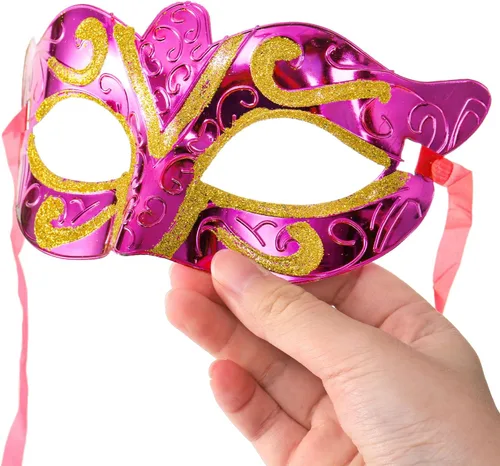 Vista 5 de Covzoe Paquete de 24 máscaras para mascarada, vintage Mardi Gras veneciano
