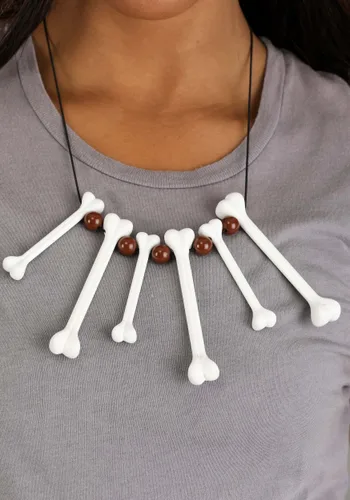 Vista 2 de Accesorio Collar de Huesos para Disfraz Prehistórico Multicolor