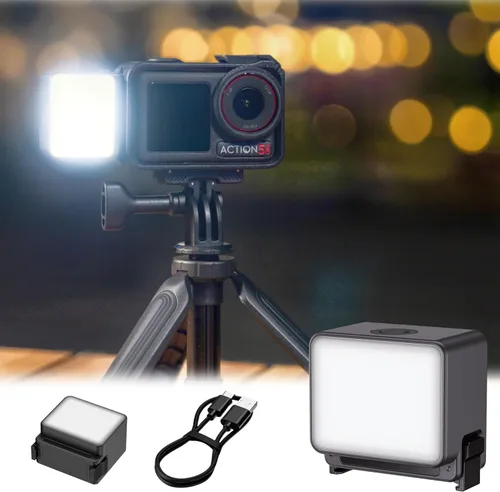 Vista 11 de JJC Luz LED para Insta360 Ace Pro 2 accesorios, accesorio de luz de relleno auxiliar magnética, recargable IPX5 impermeable, mini luz de video