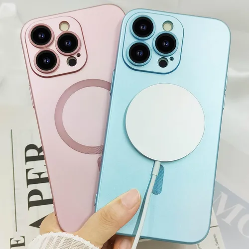 Vista 4 de ankofave Funda magnética para iPhone 13 Pro Max para mujer, diseño mate de lujo suave con brillo metálico con protector de lente de cámara