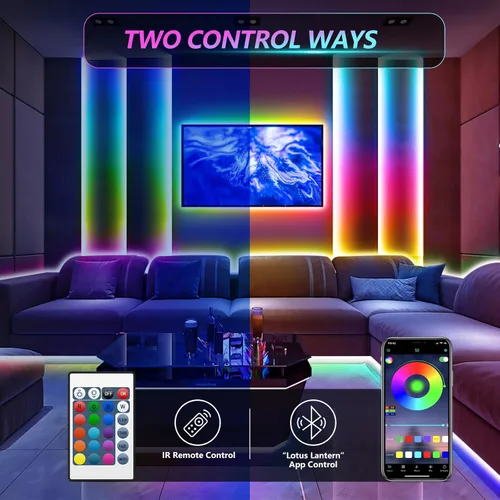 Vista 3 de Tira de luces LED, 150 luces LED RGB de 16.4 pies para TV de 32 a 75 pulgadas por detrás, sincronización de música, control de aplicación, tira LED
