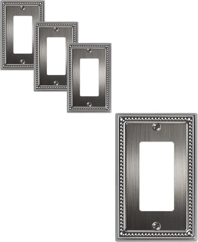 Vista 97 de Paquete de 2 cubiertas de placa de interruptor de luz de doble palanca, cubiertas decorativas de placa de doble interruptor Pearls, placa de pared