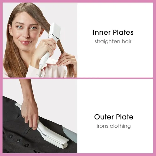 Vista 3 de Conair Mini plancha de viaje y plana 2 en 1 para ropa, alisadora de cabello