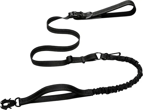 Vista 8 de Correa de perro resistente manos libres con mosquetón de liberación rápida y correa ajustable para correr para perro, para caminar y entrenar