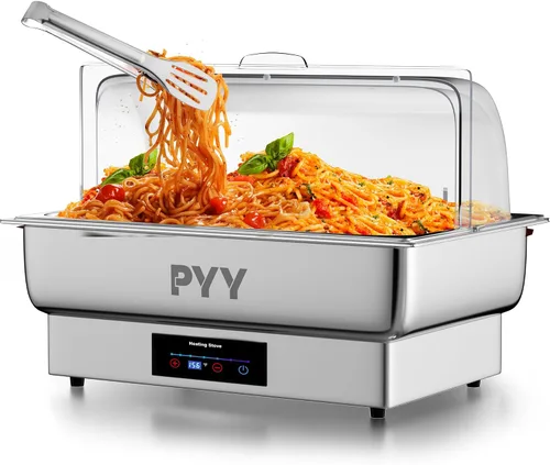 Vista 9 de PYY Plato Calentador Eléctrico, Juego de Chafing Dish de Tapa Enrollable para Buffet, Juego de Servidor Calentador Chafer para Catering, Buffets
