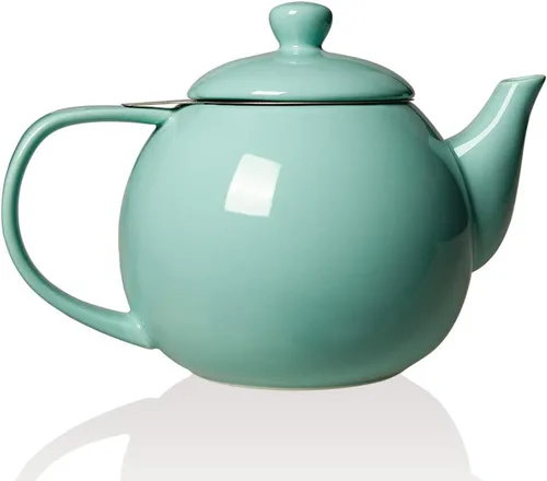 Vista 9 de Sweejar - Tetera de cerámica, tetera de porcelana de 30 onzas con infusor Azul