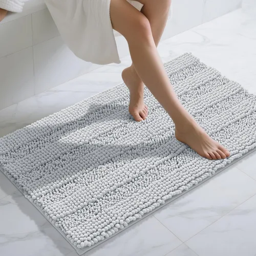 Vista 118 de Yimobra Tapetes de baño lavables, de chenilla súper suave y absorbente, para suelo y alfombra, de secado rápido, antideslizante, para bañera y Beige
