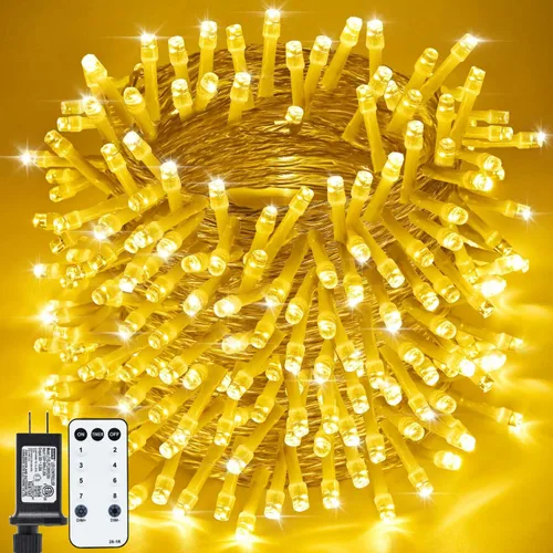 Vista 10 de Tira de luces de Halloween moradas y naranjas, 800 LED, 330 pies, 8 modos, temporizador, impermeable, para enchufar, para interiores y exteriores