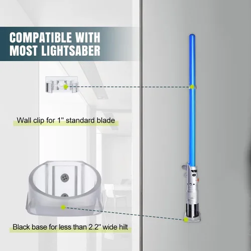 Vista 5 de Montaje en Pared para Sables de Luz Transparente, Paquete de 1 Soporte para Sables de Luz Compatible con Sables de Luz de Galaxy’s Edge, Sable