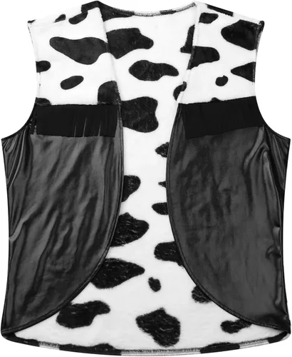 Vista 4 de Disfraz de Halloween para hombre, chaleco con estampado de vaca, sin mangas, frente abierto, abrigos cortos