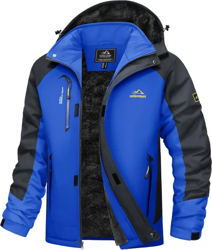 Vista 11 de MAGCOMSEN Chaqueta de esquí de invierno para hombre, chaquetas resistentes al agua y nieve, abrigos de forro polar cálido, para snowboard, trabajo