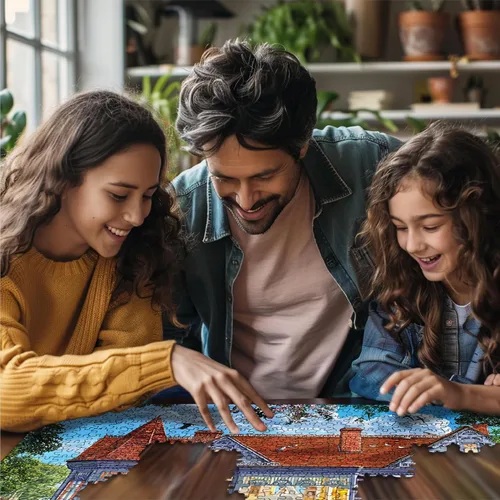 Vista 4 de White Mountain Rompecabezas de 1000 piezas acogedor para vacaciones familiares con piezas grandes para adultos y familia de 24 x 30 pulgadas, casa