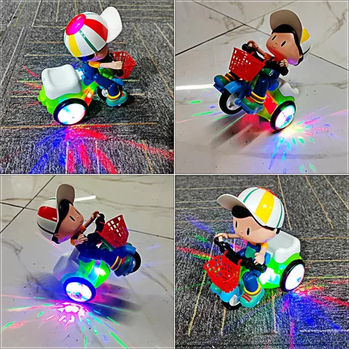 Vista 4 de Tipmant Triciclo Eléctrico para Bebés y Niños Pequeños Juguete de Motocicleta de Dibujos Animados Vehículo con Acrobacias, Música, Luces Luminosas