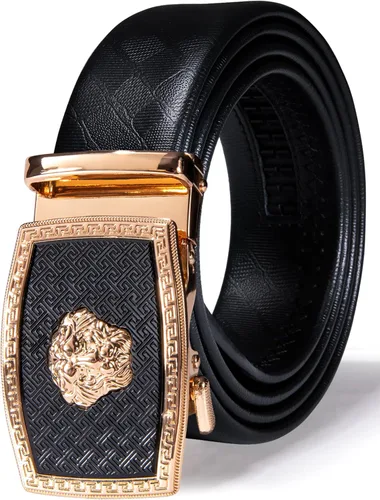 Vista 44 de Barry.Wang Cinturón de trinquete de cuero para hombre 1 3/8" hebilla A Oro Verde