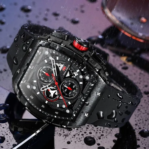 Vista 4 de Mini Focus Mens Watches 3ATM Waterproof Chronograph Movement Watches with Silicon Strap Gifts for Men