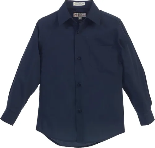 Vista 2 de Gioberti Camisa de vestir de manga larga para niño + corbata a cuadros, pajarita y pañuelo