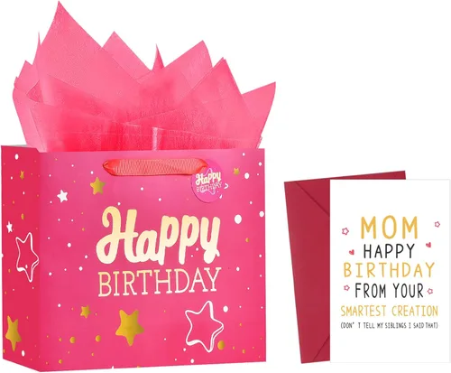 Vista 8 de Powbrace Bolsa de regalo de cumpleaños número 30 negra de 13 pulgadas con papel de seda y tarjeta de felicitación para fiestas, bolsa de regalo