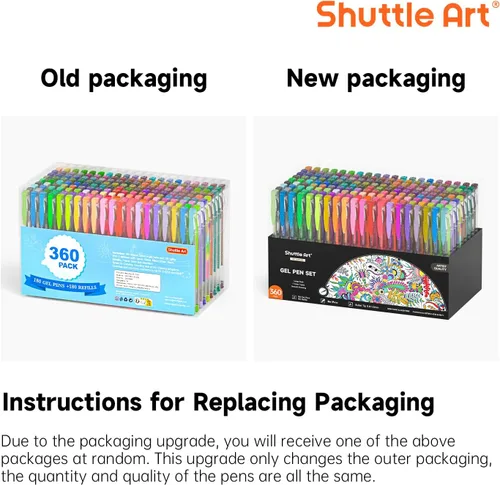 Vista 8 de Paquete de 360 bolígrafos de gel de 180 colores distintos, de Shuttle Art, más 180 recambios, perfecto para los libros de colorear para adultos